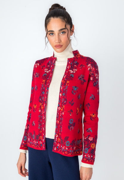 Jacquard Jacke Floral Pattern, rot